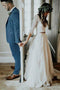 3/4 Sleeves Lace Chiffon Wedding Dress, Two Piece Beach Bridal Dress PW153