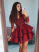 Burgundy Short Homecoming Dresses Short Prom Dress With Sleeves GM18