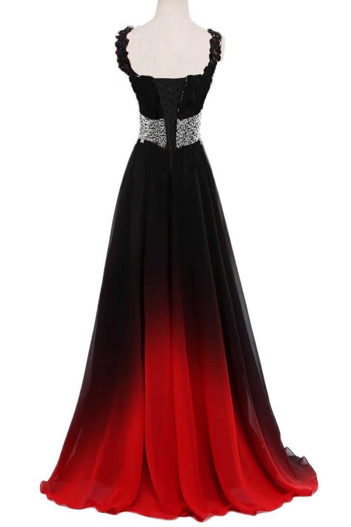 Gradient Chiffon Evening Dresses Ombre Long Prom Dress With Beaded MP217