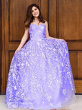 Sweetheart Tulle Long Prom Dresses, Appliques Long Formal Gown MP187