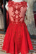 a line v neck lace red homecoming dress short lace party dress