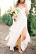 Simple Spaghetti Strap Chiffon Beach Wedding Dresses with Split PW144
