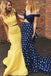 yellow two piece long prom dresses mermaid evening gowns