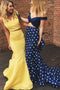 Yellow Two Piece Long Prom Dresses, Mermaid Evening Gowns MP1135