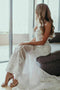 Sweetheart Sheath/Column Beach Wedding Dress With Lace Appliques PW391