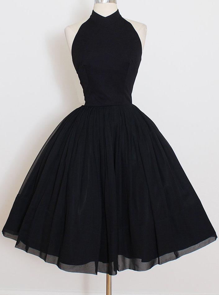 Elegant Black Short Prom Dresses, Halter Homecoming Party Dress GM95