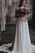 Off Shoulder Lace Top Chiffon Two Piece Beach Wedding Dress With Half Sleeve PW118