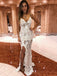 Sexy Ivory Mermaid Spaghetti Straps Lace Long Prom Evening Dress MP201