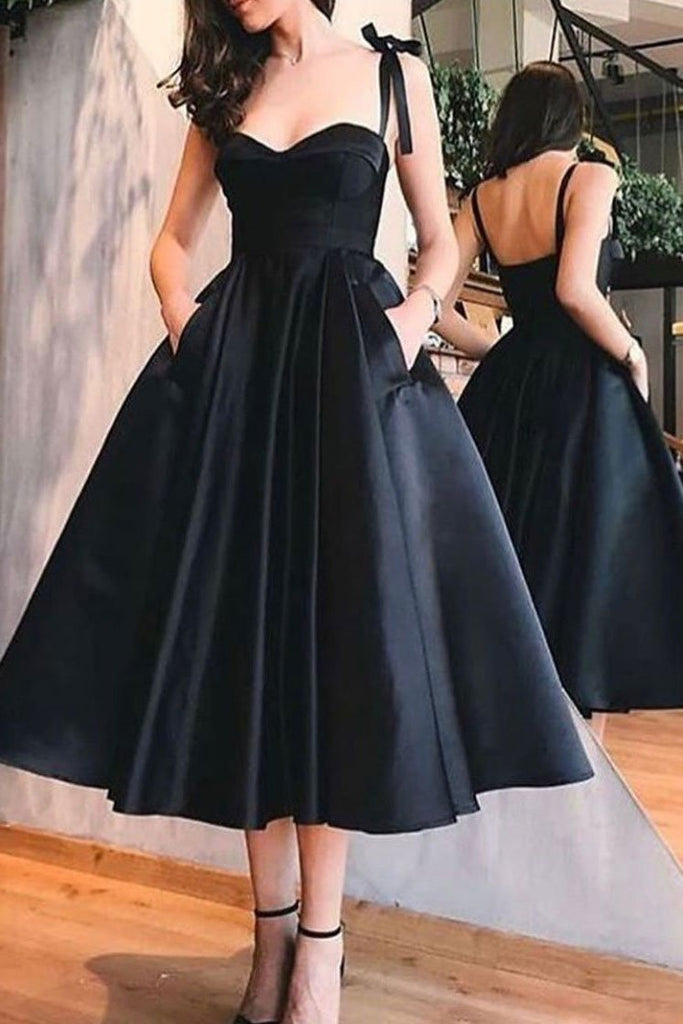 straps black short prom dresses homecoming dress with pockets