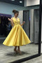 Yellow A-line Tea Length Homecoming Dress, Sinple Short Prom Dress GM56