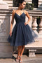 Sparkly Navy Blue Knee Length Homecoming Dresses Prom Dresses GM44
