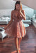 pink short homecoming dresses backless cocktail party dress