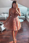 Pink Short Homecoming Dresses Backless Cocktail Party Dress GM55