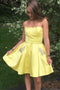 Daffodil Strapless Short Homecoming Dresses With Beading Pockets GM33