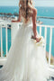 Sweetheart Spaghetti Straps Tulle Beach Destination Wedding Dress PW109