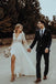 v neck lace long sleeve beach wedding dresses chiffon bridal gown with split