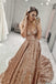 Sparkly Straps V Neck Long Prom Dresses with Sequin Evening Dress MP199