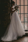 Simple Strapless Lace Wedding Dress Beach Bridal Gown With Slit PW119