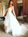 A-line V-neck Tulle Spaghetti Strap Wedding Dresses Boho Bridal Gown PW141