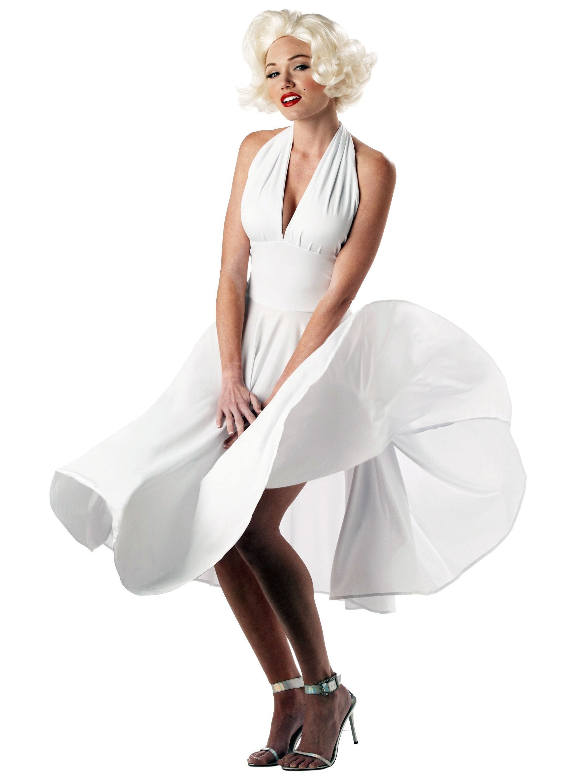 Classic Monroe White Halter V-neck Short Homecoming Dresses Simple Short Party Dress GM06
