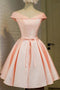 Off Shoulder Satin Short Prom Dress, Simple Sweet 16 Homecoming Dress GM05