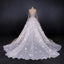 Gorgeous Long Sleeves Flowers Ball Gown Wedding Dress With Sequin Beaded PW95