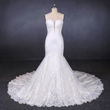 Sweetheart Lace Wedding Dresses, Mermaid Lace Appliques Bridal Gown PW114