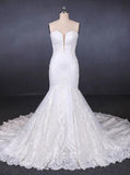 Sweetheart Lace Wedding Dresses, Mermaid Lace Appliques Bridal Gown PW114