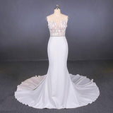 See-Through Neckline Lace Appliques Mermaid Wedding Dresses PW93