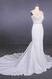 See-Through Neckline Lace Appliques Mermaid Wedding Dresses PW93