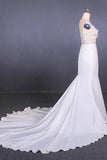 See-Through Neckline Lace Appliques Mermaid Wedding Dresses PW93