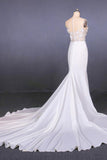 See-Through Neckline Lace Appliques Mermaid Wedding Dresses PW93