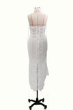 Simple Spaghetti-straps Lace Sheath Prom Dress, Lace Wedding Dress PW122