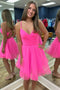A-Line Hot Pink Criss Cross Back Straps Tulle Homecoming Dress GM675