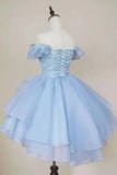 Princess Blue Lace Applique Short Homecoming Dress Vintage Classic Lolita Jumper Dress GM551
