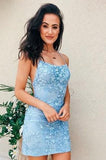 lace appliques sheath short prom dresses backless tight homecoming dress