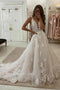 A-line Lace Vintage Country Beach Unique Wedding Dresses With Appliques PW519