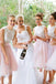 a line jewel neck lace tulle knee length bridesmaid dresses