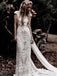 Sheath Ivory Lace Rustic Wedding Dresses, Cap Sleeve Beach Wedding Gowns PW110