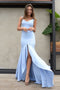 Sky Blue Mermaid Backless Prom Dresses, Simple Bridesmaid Dress MG146