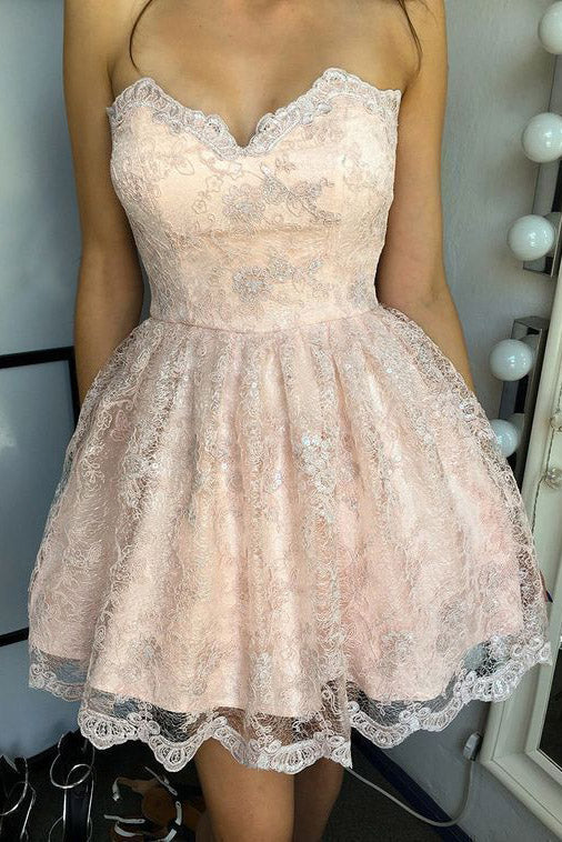 sweetheart lace a line homecoming dress chic lace short prom dress