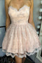 Sweetheart Lace A-Line Homecoming Dress, Chic Lace Short Prom Dress  GM315