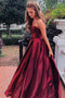 Sweetheart Burgundy Prom Dresses Long Graduation Gowns with Pockets GP51