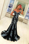 Elegant Black Mermaid Prom Dress With Appliques Formal Party Gown MP780