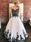 Sweetheart Black Lace Appliques Tulle Long Prom Wedding Dresses MP114