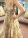 Sparkly A-line V-neck Tulle Beading Starry Night Prom Dresses MP116