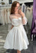 see though long sleeve homecoming dress a line short prom dress with pearls