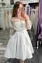 See-Though Long Sleeve Homecoming Dress A-line Short Prom Dress With Beads GM338
