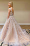 Lace Appliques Long Prom Dresses, Long Tulle Wedding Dresses MG196