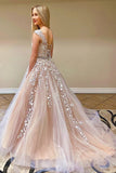 Lace appliques long prom dresses, long tulle wedding dresses mg196